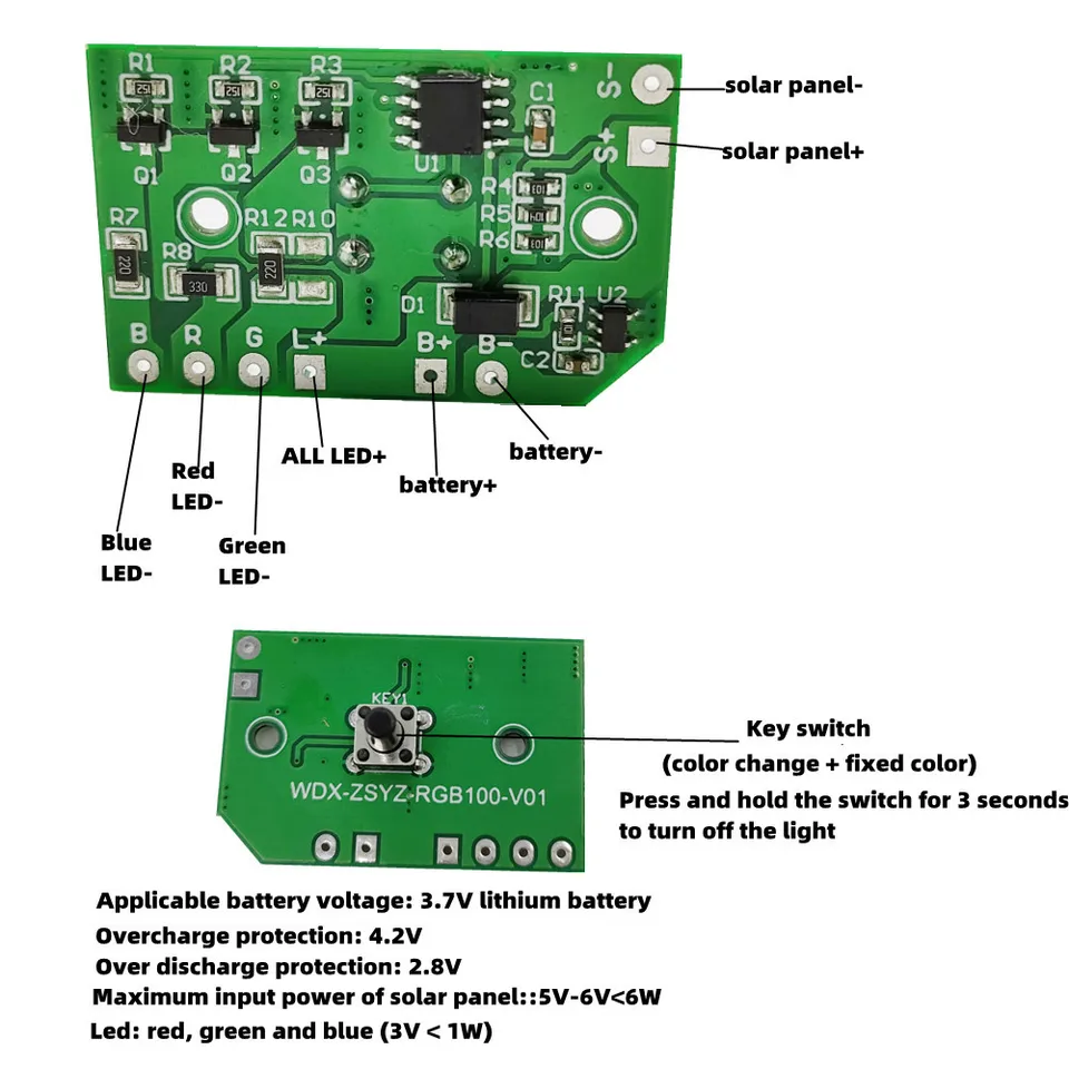 Yitre Circuit Imprimé De Guirlande De Lampe Solaire, Module De Contrôleur De Guirlande De Lampe Solaire 3,7 V Pour Remplacement De Jardin Pour Guirlande Lumineuse Solaire Pour Extérieur