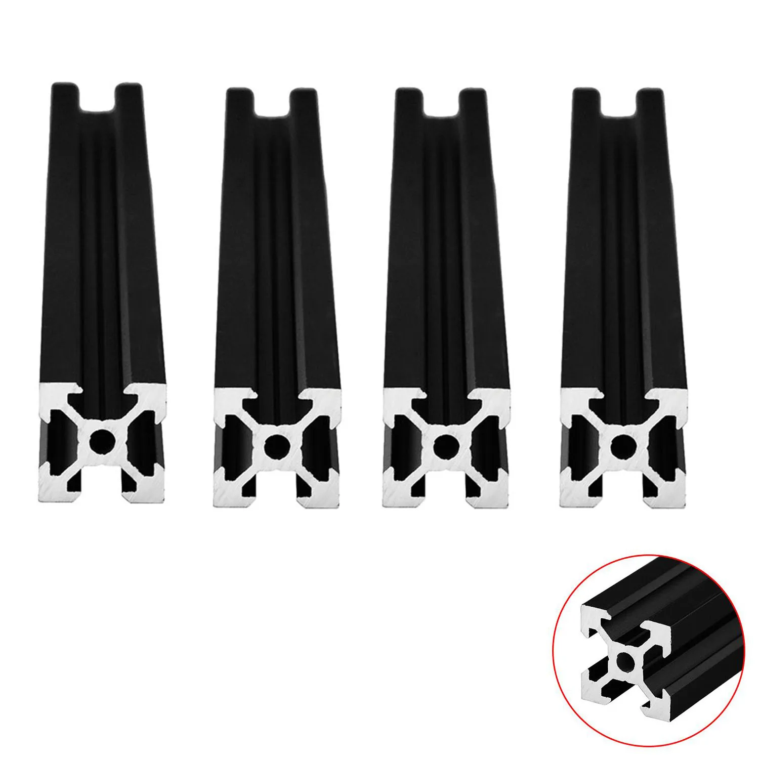 Trilho Linear de Alumínio Anodizado para Impressora Cnc 3d Slot em v Padrão Europeu Preto 2023 4pc Lot