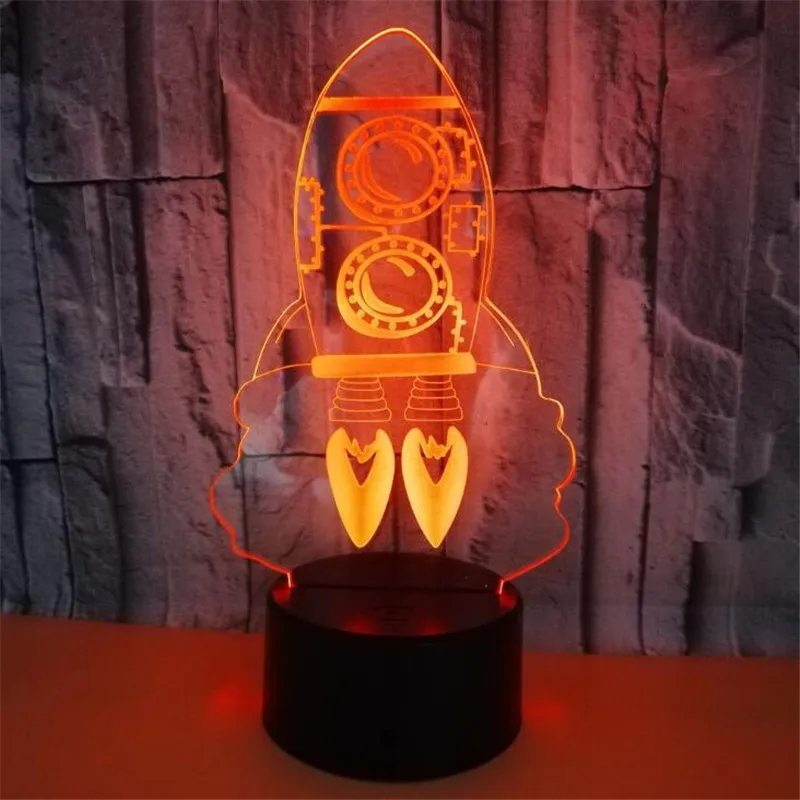 Rocket Night Light 3D LED Boy Room Decor RGB Table Desk Lampara Luminaria Kids Gift Bedroom Decoration Lighting Creative Lights