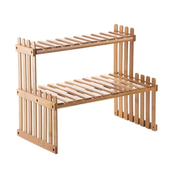 

NEW-2 Layers Bamboo Storage Rack Kitchen Spice Jar Bottle Seasoning Rack Decoration Organizer Shelf for Home