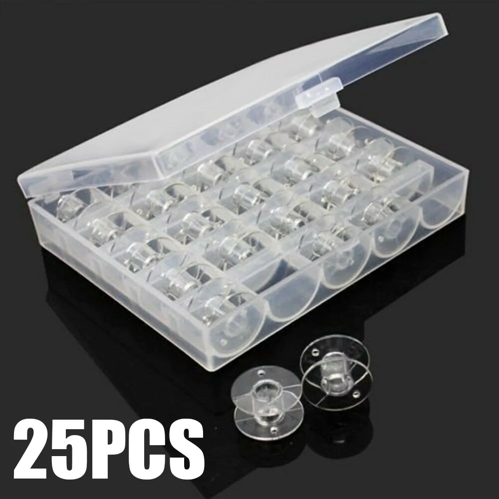 

25pcs Sewing Machine Bobbins Spool + Plastic Box For Home Sewing Accessories Sewing Tools