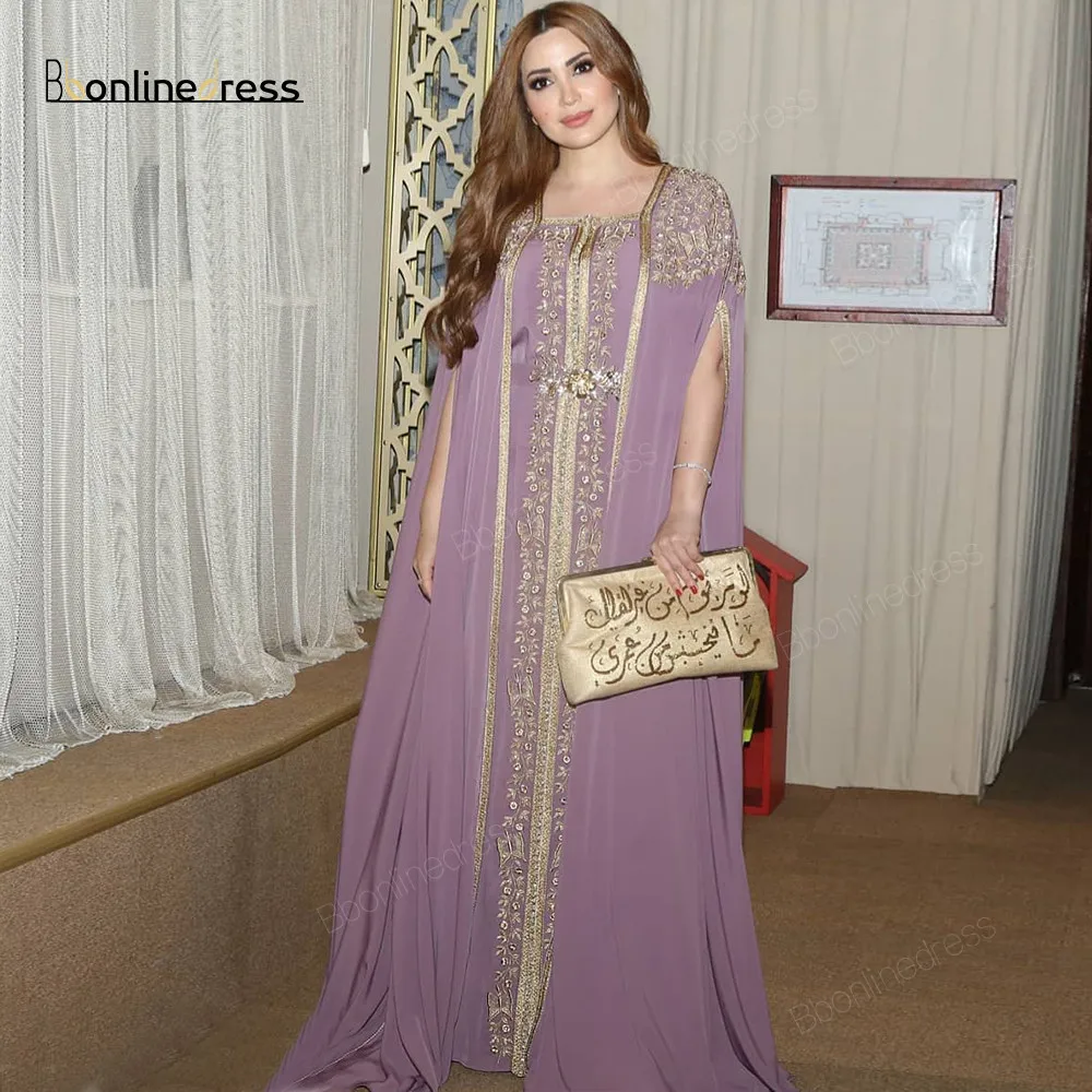 

Vestidos Moroccan Kaftan Evening Dresses 2020 Embroidery Appliques Caftan Arabic Muslim Evening Dress robe de soiree Party Dress