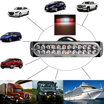 

Pair 24 LED Red&White Car Strobe Light Flash Police Warning Safety Lamp AA