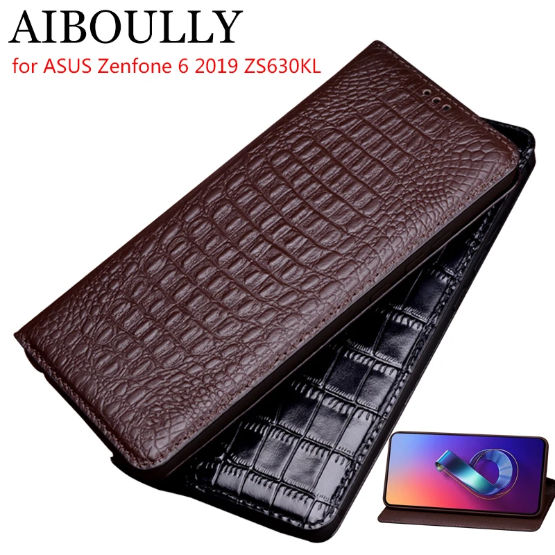 For ASUS Zenfone 6 2019 ZS630KL Case Soft Silicone Back Flip Genuine Leather Cover ZB631KL Fundas Phone Capas | Мобильные телефоны