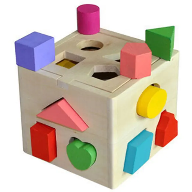 13 Holes Shape Sorter Baby Cognitive Matching Geometric  Wooden Building Blocks Intelligence Box Children Early Eductional Toys 1