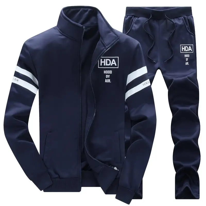 

2020 New Men Sets Fashion Sporting Suit Brand Patchwork Zipper Sweatshirt +Sweatpants Mens Clothing 2 Pieces Sets Slim Tracksuit