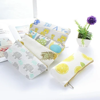 

Cosmetic School Office Student Zipper Stationery Owl Car Pencil Case Canvas Elephant Large Capacity Pen Bag Brush Cartoon