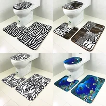 3 шт./компл. Ванная комната ковролин Нескользящая подставка коврик+ крышка унитаз+ коврик для ванной ковер животных с различными узорами