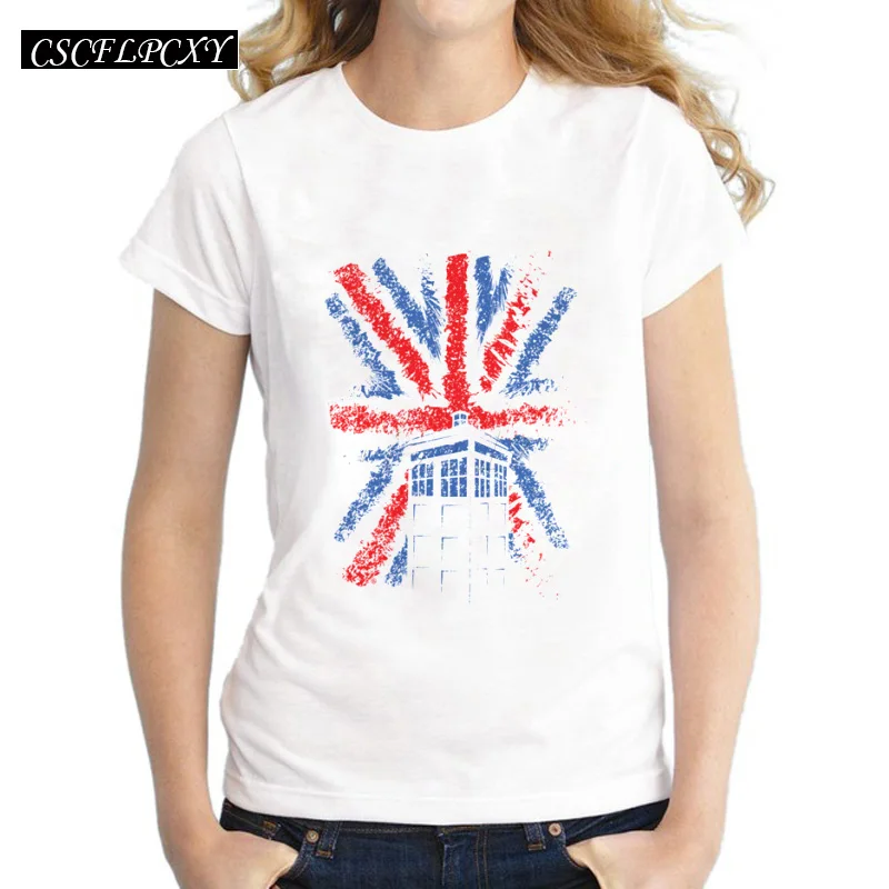 2017-new-arrival-DR-WHO-fashion-Women-s-retro-Printed-T-shirt-UK-flag-time-lord