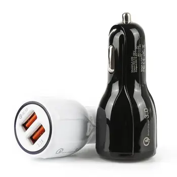 

Dual USB QC3.0 Fast Charge Car Phone Charger Quick Charging Adapter with 2 USB Magnetic Cable For phone iPhone Huawei Samsung