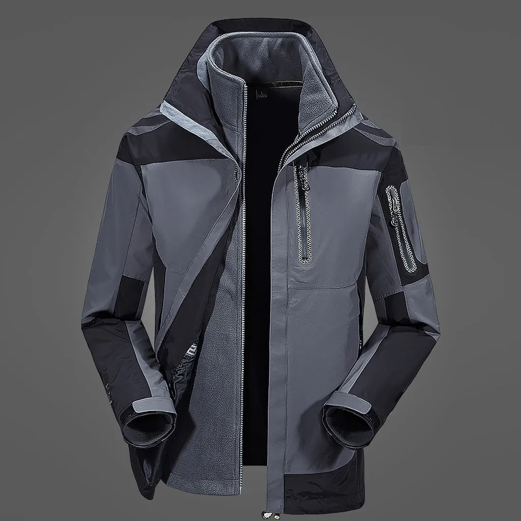Winter Warm Three-in-one Windbreaker Waterproof Jacket Detachable Velvet Fleece Jacket Hiking Camping Outdoor Sport Coat Jacket