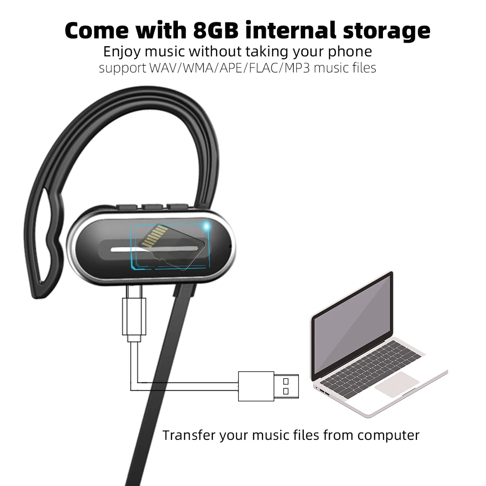 Arikasen 8 Гб MP3 плеер bluetooth наушники IPX6 водонепроницаемые беспроводные bluetooth MP3 наушники с микрофоном bluetooth гарнитура