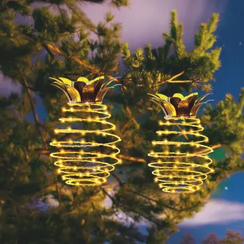 

2pcs Hanging Outdoor Solar Iron Pineapple Light Festival Light Lamp Decor Waterproof Wall Lamp For Party Wedding Decor