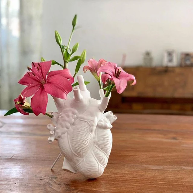 Anatomical Heart Shape Flower Vase Nordic Style Flower Pot Art Vases Sculpture Desktop Plant Pot for Home Decor Ornament Gifts 4