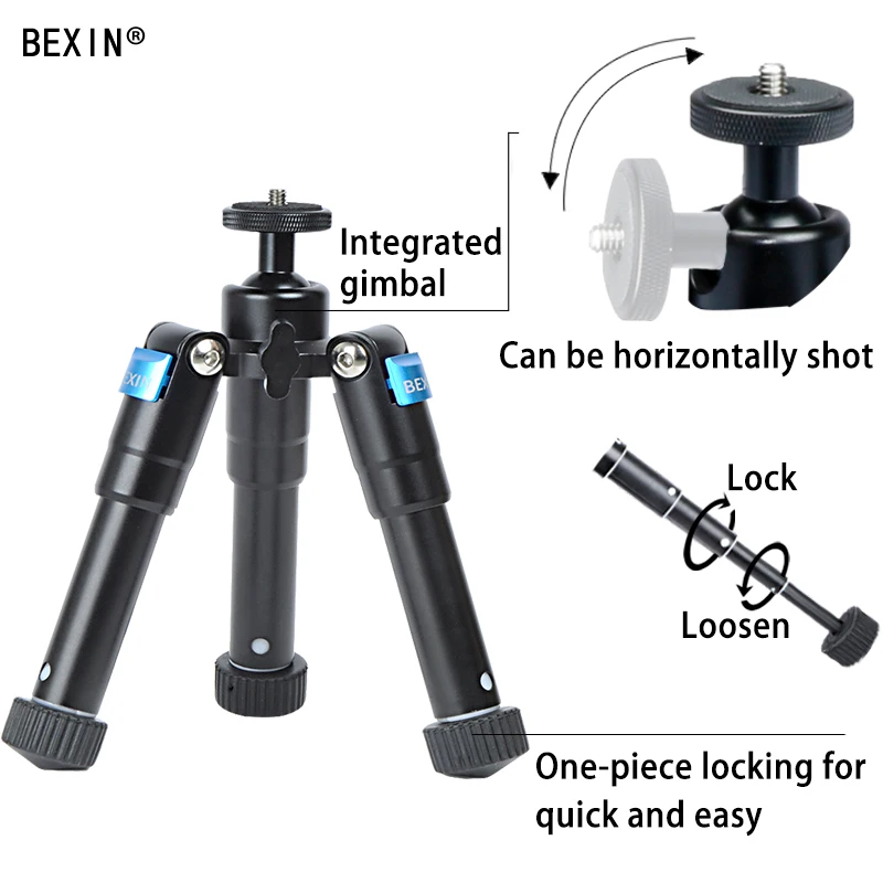 BEXIN штатив для камеры штатив для телефона Алюминиевый легкий портативный Настольный дорожный мини-штатив для DSLR камеры