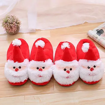 

Women Men Christmas 3D Santa Claus Slippers Winter Plush Stuffed Anti-Slip Shoes