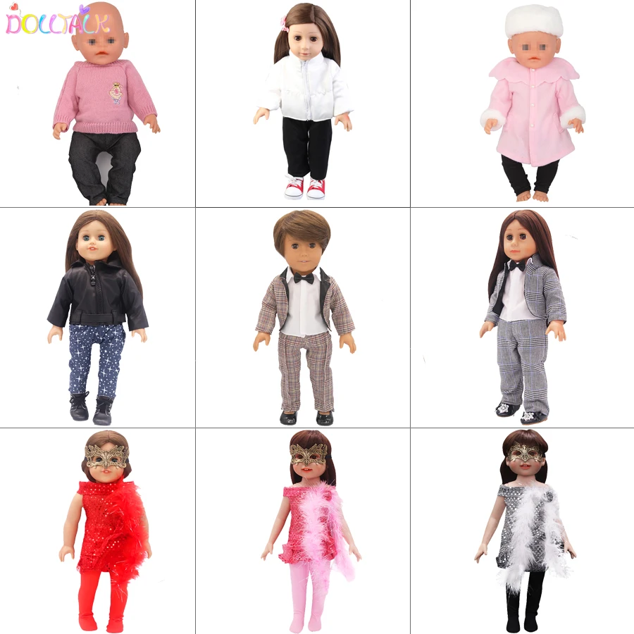 9 цветов, зимняя одежда для кукол, костюм для куклы, наряд для 18 дюймов, американская и 43 см, Детская кукла, милая кукла-девочка, одежда