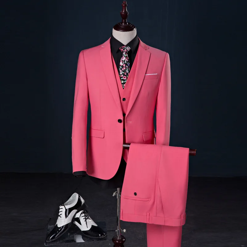 Colorful 3 Piece Men Suits Groomsmen Wedding Suit Mens Dress Suits Sets for Prom Party Evening