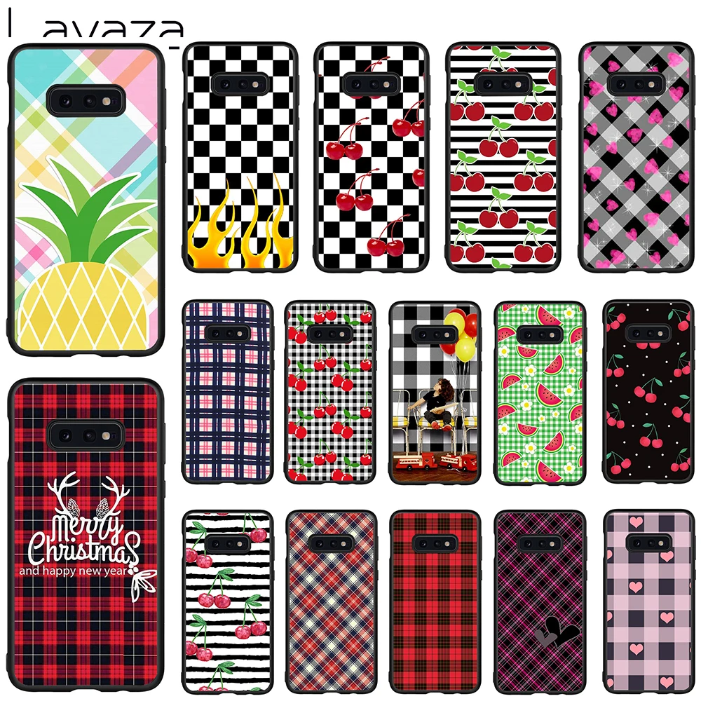 Plaid Checked Checkered Soft Case for Samsung Galaxy Note 8 9 S7 edge S8 S9 S10 Plus S10e Cover |