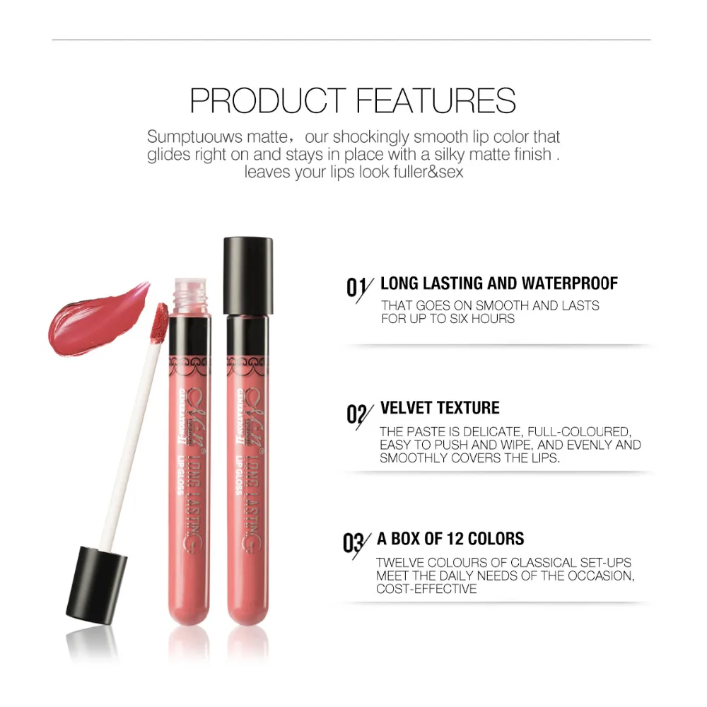 MENOW Sexy Makeup 12 Colors Lip Gloss Matt Highlighter Brighten Moisturizer Waterproof Cosmetic MENOW Sexy Makeup 12 Colors Lip Gloss Matt Highlighter Brighten Moisturizer Waterproof Cosmetic