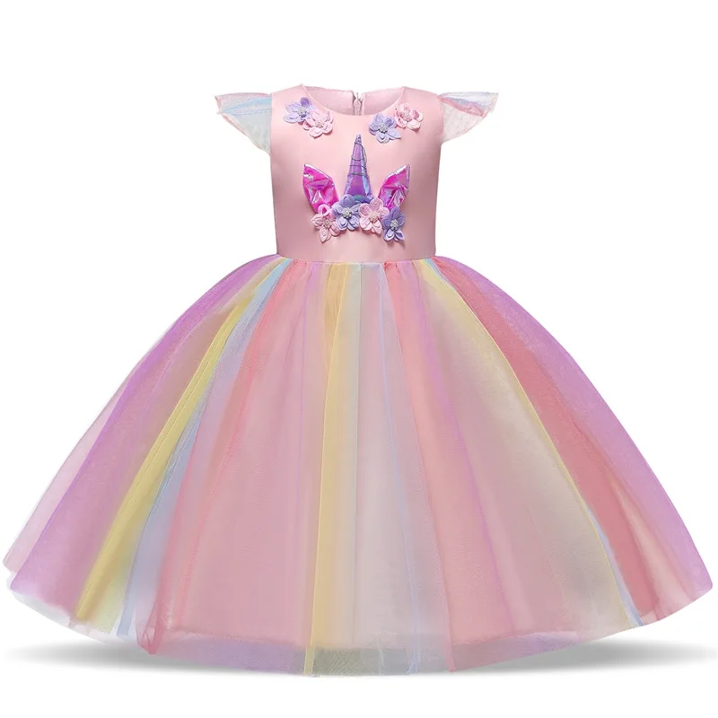 Детское платье с единорогом для маленьких девочек; детский Карнавальный костюм для девочек; нарядные платья; нарядная одежда принцессы для девочек на свадьбу; Unicornio