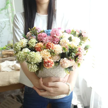 

1 bunch 10 heads Hydrangea bouquet artificial flowers home decoration accessories wedding bonsai bedroom Living room furnishings