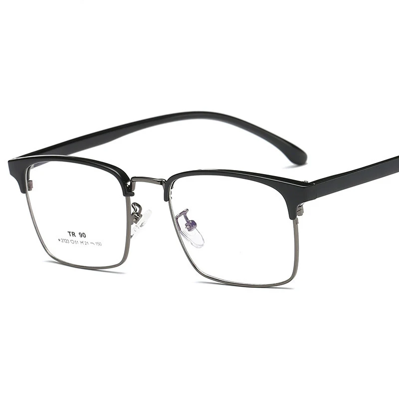 Ретро вырез для бровей очки TR90 близорукость очки Рамка квадратный тонкий бровей плоский оптический микроскоп - Цвет оправы: black gray