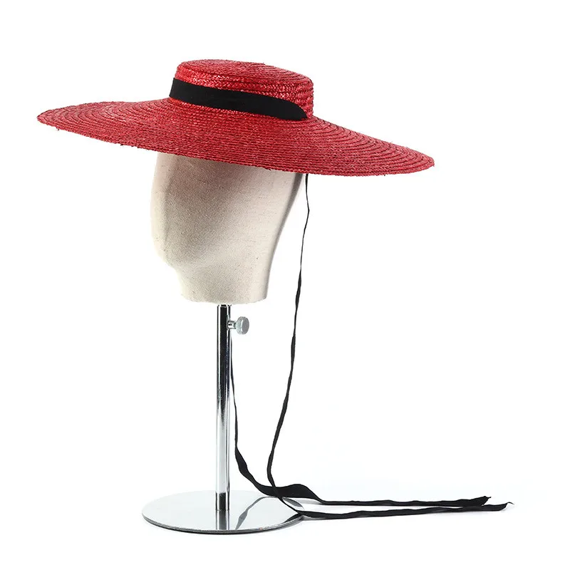 05-shi chic fashion summer natural handmade straw Designer wind brim leisure beach long ribbon lady fedoras cap women hat beach hat women sun hat