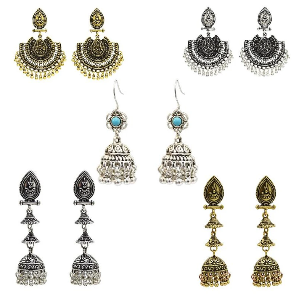 Золотая кисточка в стиле Афган Индия Jhumka массивные серьги висячие Oorbellen хиппи