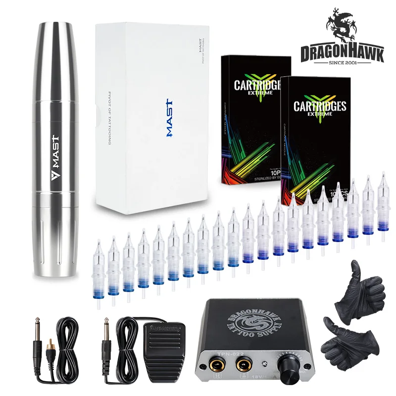 

Professinal Permanent Makeup Kit Mast Tattoo Machine Gun Set Kit Motor Rotary Makeup Pen Power NeedlesSupplies