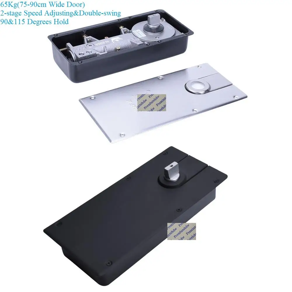 65KG 90&115 Degrees Hold Open Floor Mounted Hydraulic Conceal Door Closer Floor Spring Brush Matte Black
