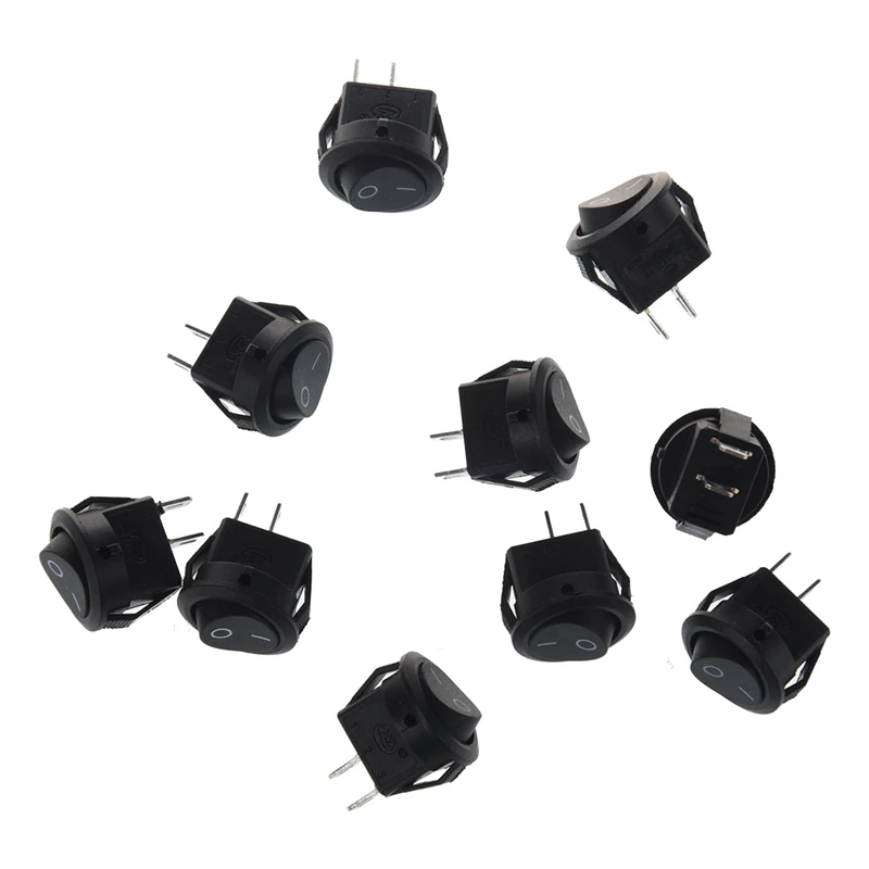 Top-10pcsx AC 3A/250V 6A/125V ВКЛ-ВЫКЛ I/O SPST 2 кнопки Pin в круглый лодка кулисный переключатель |