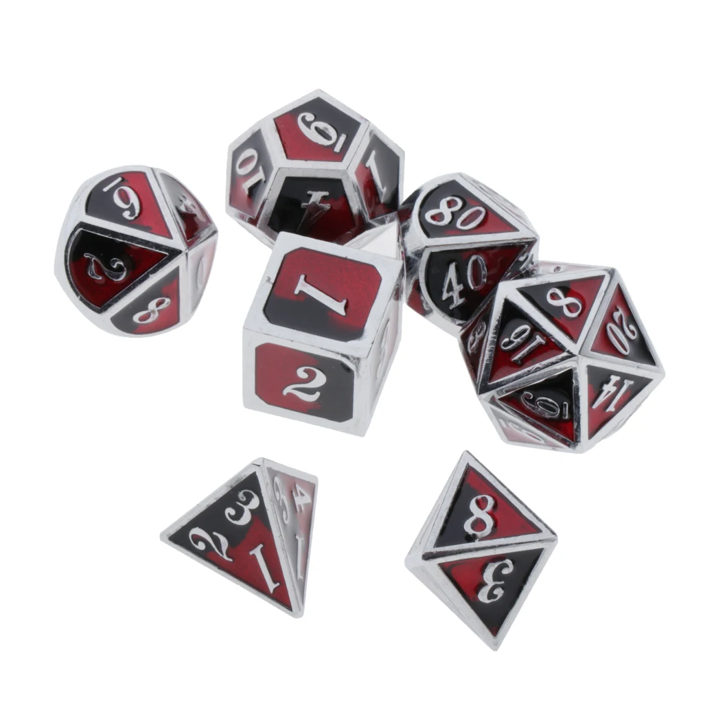7pcs Embossed Metal Multi-sided Polyhedral Dice Set for Dungeons and Dragons Dice MTG DND RPG Table Games Board Game D20 D12 Set