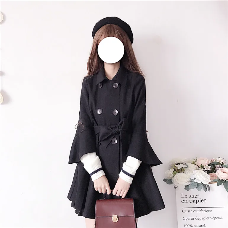 Цена за сетку для фотосессии, осень, стиль, корейский стиль, шерстяная куртка средней длины с отложным воротником