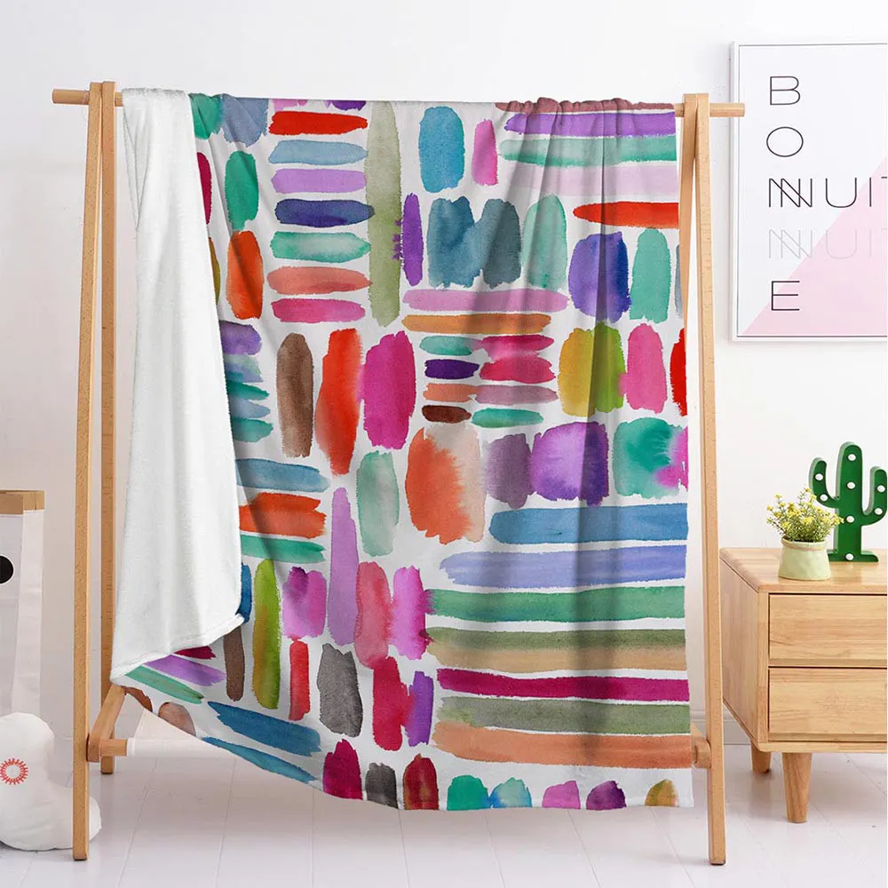 

New watercolor color block series Throw Blanket flannel blanket blanket blanket blanket sleeping blanket nappy blanket bedding