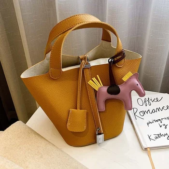 

2019 Women Messenger Bags Handbag 2pcs Set pu Leather Casual Tote Fashion New Lady Bucket Bag Casual Shoulder Bag Composite Bag