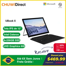 CHUWI UBook X, 12 inch, 2K IPS Screen, Intel Celeron, Quad Core, Windows 10, 8GB RAM, 256GB SSD, Tablet PC