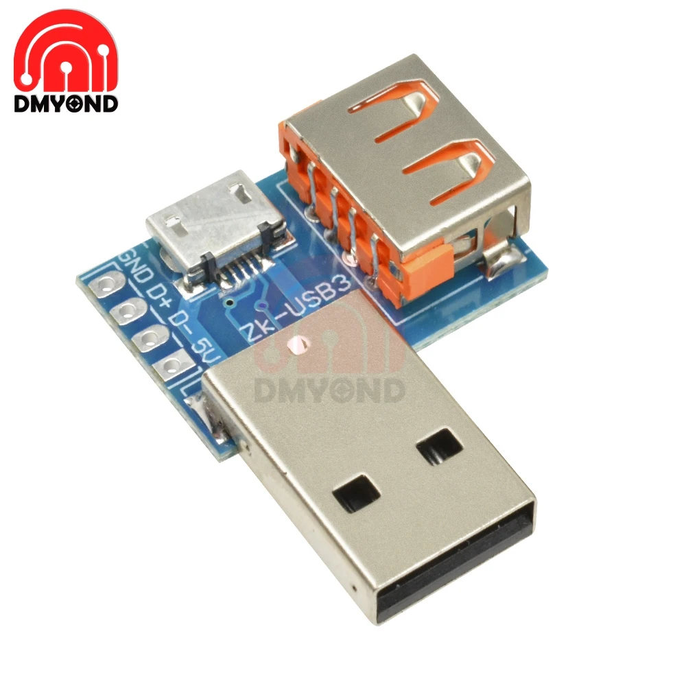 USB Converter Standard USB Female to Male to Micro USB to Type-C 4P 4Pins Terminal Adapter Board PCB 2.54mm 2.54 mm