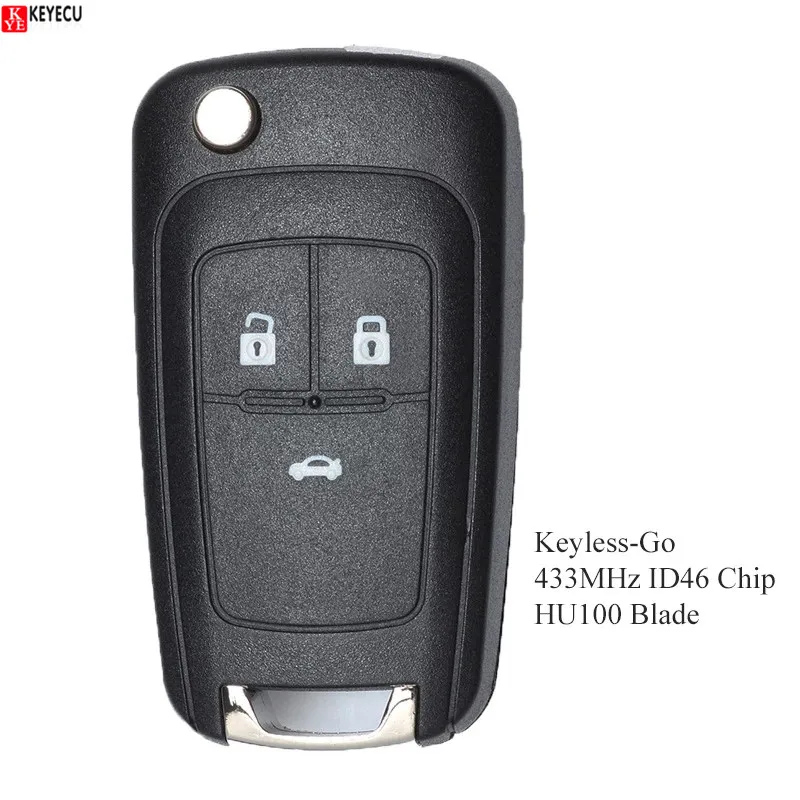 Пульт дистанционного управления KEYECU ID46 433 МГц для Chevrolet Cruze 2010 2011 2012 2013 2014 2015 HU100 Blade