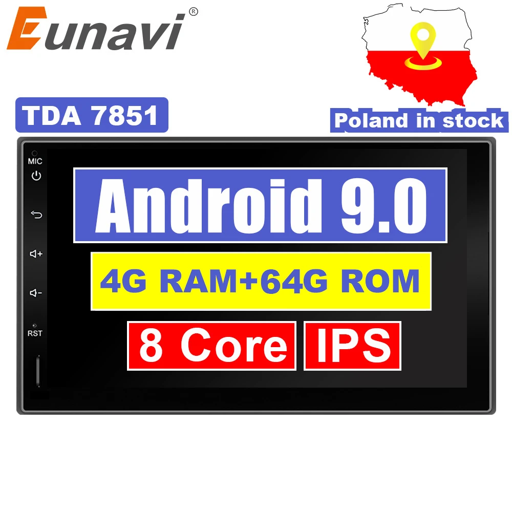 Дешево Eunavi 2 Din 7 дюймов Android 9,0 универсальный автомобильный Радио двойной din стерео gps навигации в тире ПК видео WI FI USB 2din BT сенсорный экран