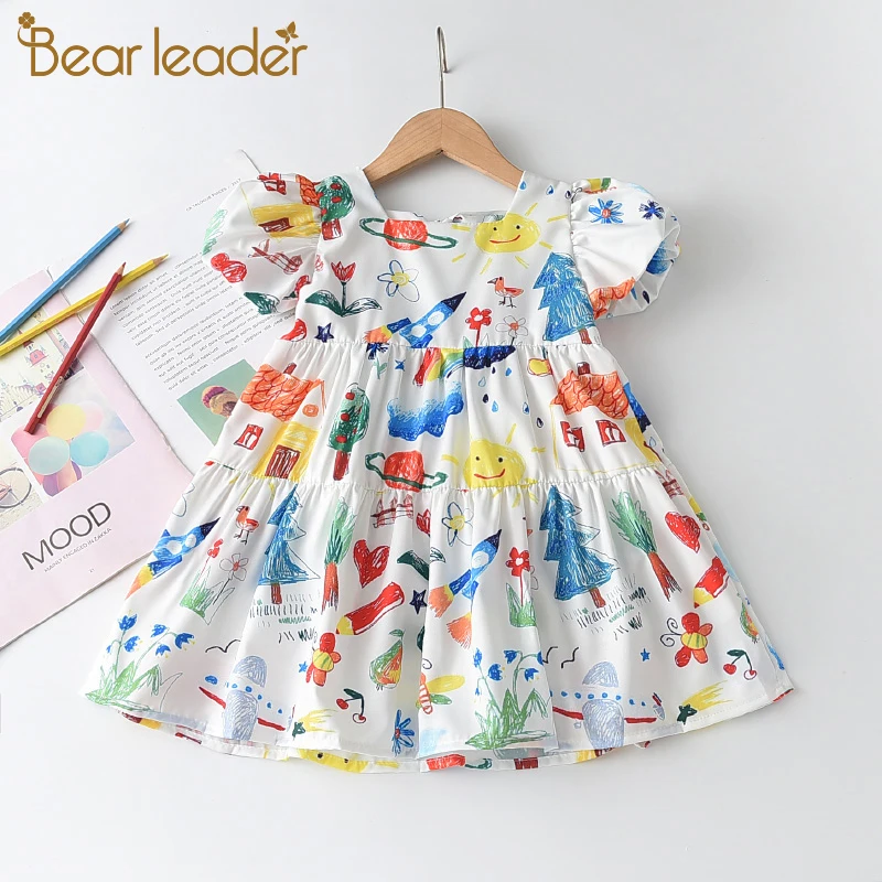 Bear Leader/платье с рисунком для девочек Новая летняя повседневная детская одежда