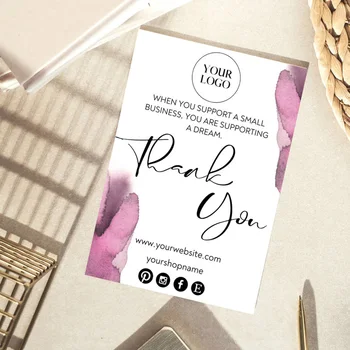 

Personalize LOGO Thank You Small Business DIY Template, Purple Watercolors Thank You Card, Small Business Card
