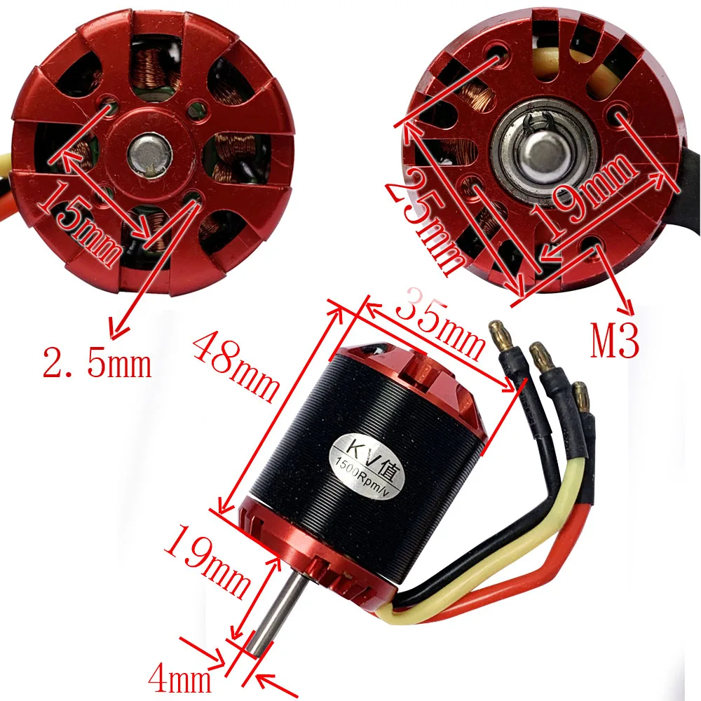 3548 kv1500 Brushless Motor 3-6S For Mini Multicopters RC Plane Helicopter Brushless Motor for RC Models