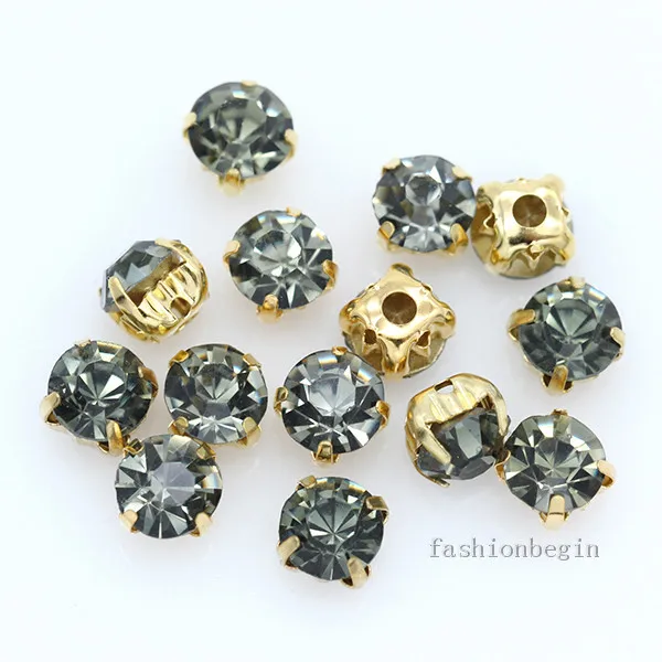 black diamond 100p 5 мм цвет шить на круглый в виде граненых стеклянных стеклянные стразы ювелирные изделия золото коготь Montees 4-отверстия камень для пришивания «сделай сам»; сумка для одежды - Цвет: black diamond