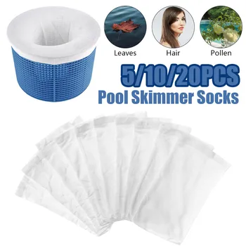 

5/10/20pcs Filter Storage Pool Skimmer Socks Nylon Swimming Pool Filter Socks For Baskets Skimmers White Ground Pool Supplies