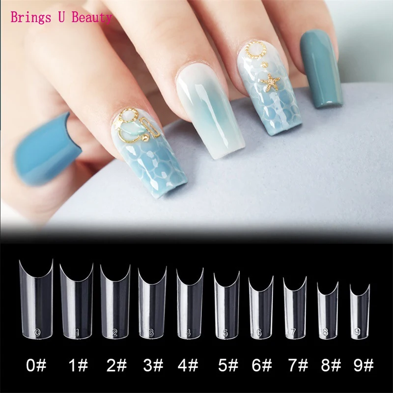 500 pcs Natural White Clear C Curved Fake Tips French Acrylic Nail Art False Nails Capsule Ongle Long Beauty 10 Sizes | Красота и