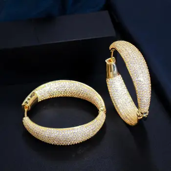 

SINZRY hot gorgeous decorative costume jewelry AAA cubic zircon big shinning luxury exaggerated women's hoop earrings