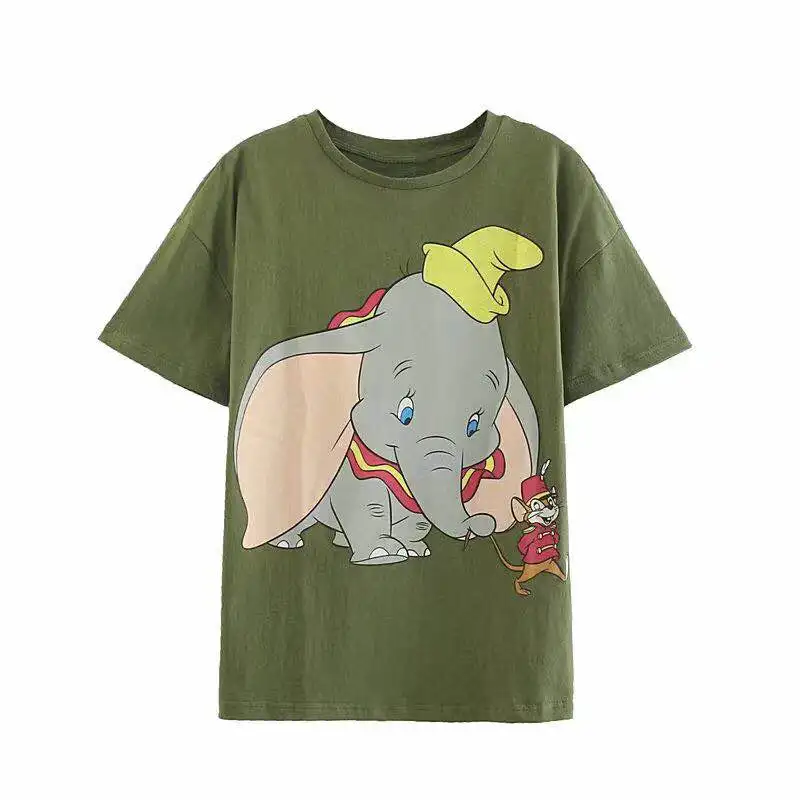

Oversize green tshirt ropa mujer casual plus size cartoon elephant graphic tees women t-shirt high street ropa mujer verano 2020