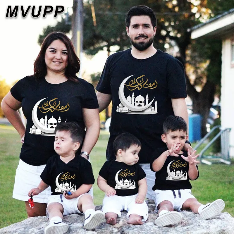 Special Price Family Matching Outfits Ramadan T-Shirts Mommy And Classic Black Moon Short Cotton Silver dV5ZxQmkw