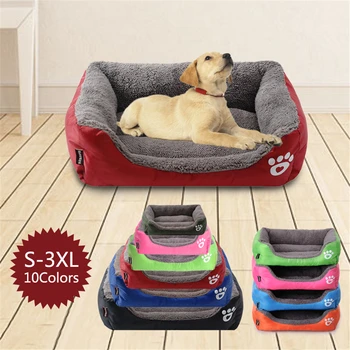 (S-3XL) Large Pet Cat Dog Bed 8Colors Warm Cozy Dog House Soft Fleece Nest Dog Baskets Mat Autumn Winter Waterproof Kennel 1